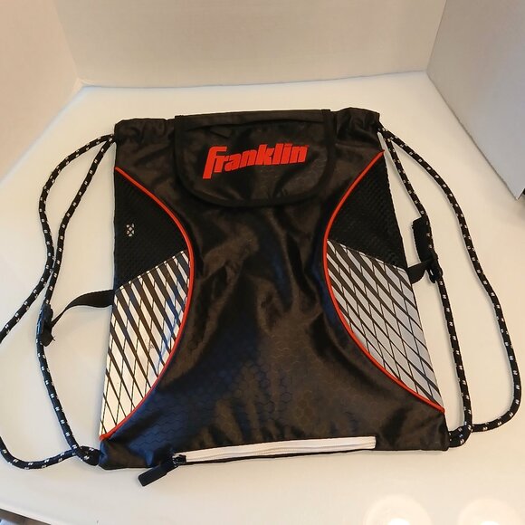 Franklin Sports Baseball Softball Volleyball Drawstring Bag Black Red Silver - Picture 1 of 8